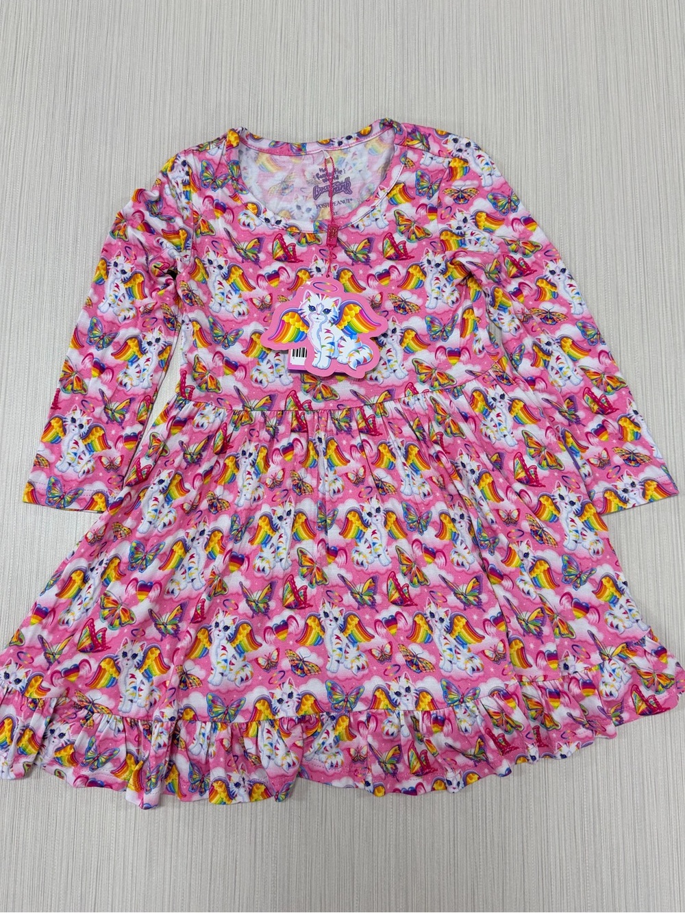 Posh Peanut x Lisa Frank Angel Kitty Ruffled Twirl Dress Long Sleeve NWT